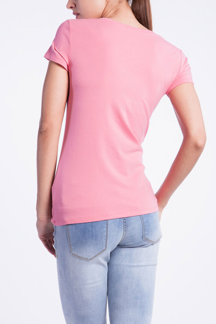 Фото товара 8090, однотонная розовая футболка