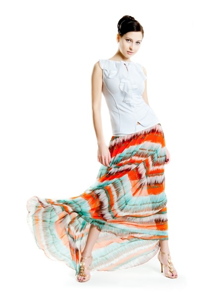 Фото товара 4124, длинная шифоновая юбка