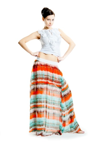 Фото товара 4125, длинная шифоновая юбка